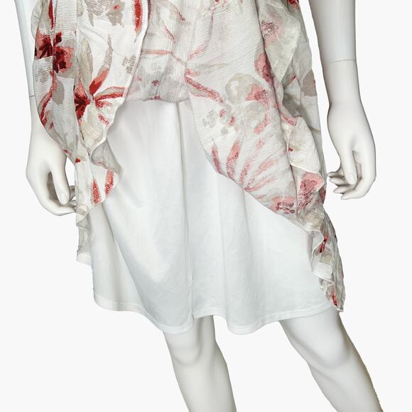 BEAUTEES Floral Flutter Sleeve Cocktail Sundress (Red/Beige/White | Size 10) - Picture 7 of 9